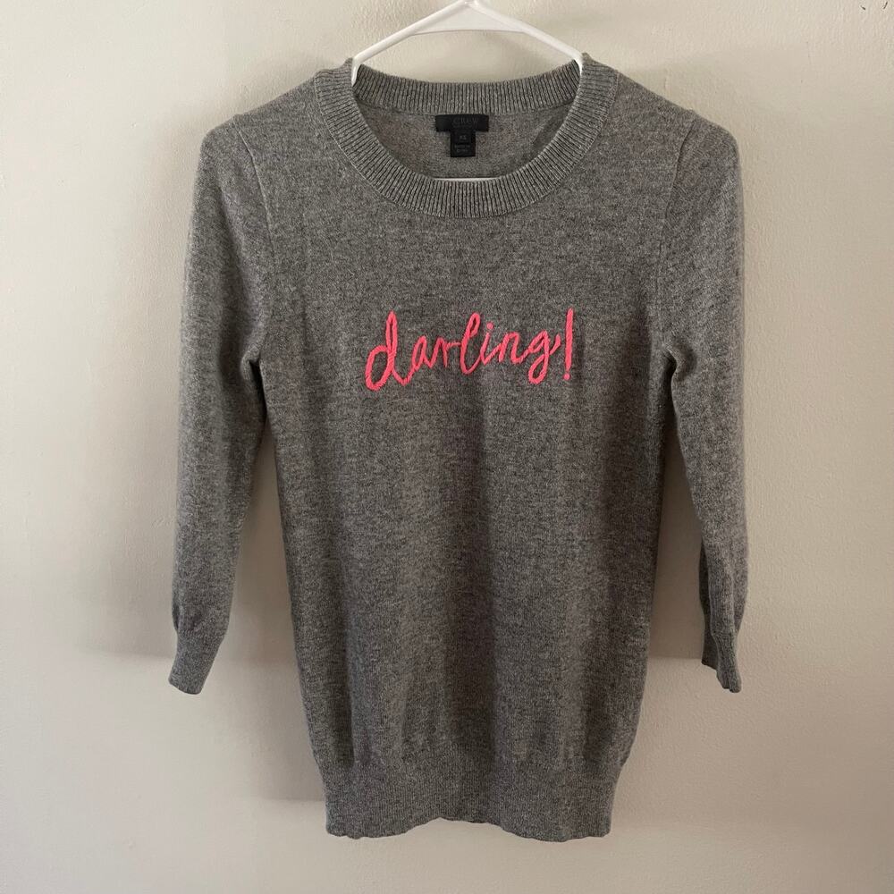 J. Crew Collection Cashmere Hugo Guinness Darling Graphic Gray Sweater XS 38832